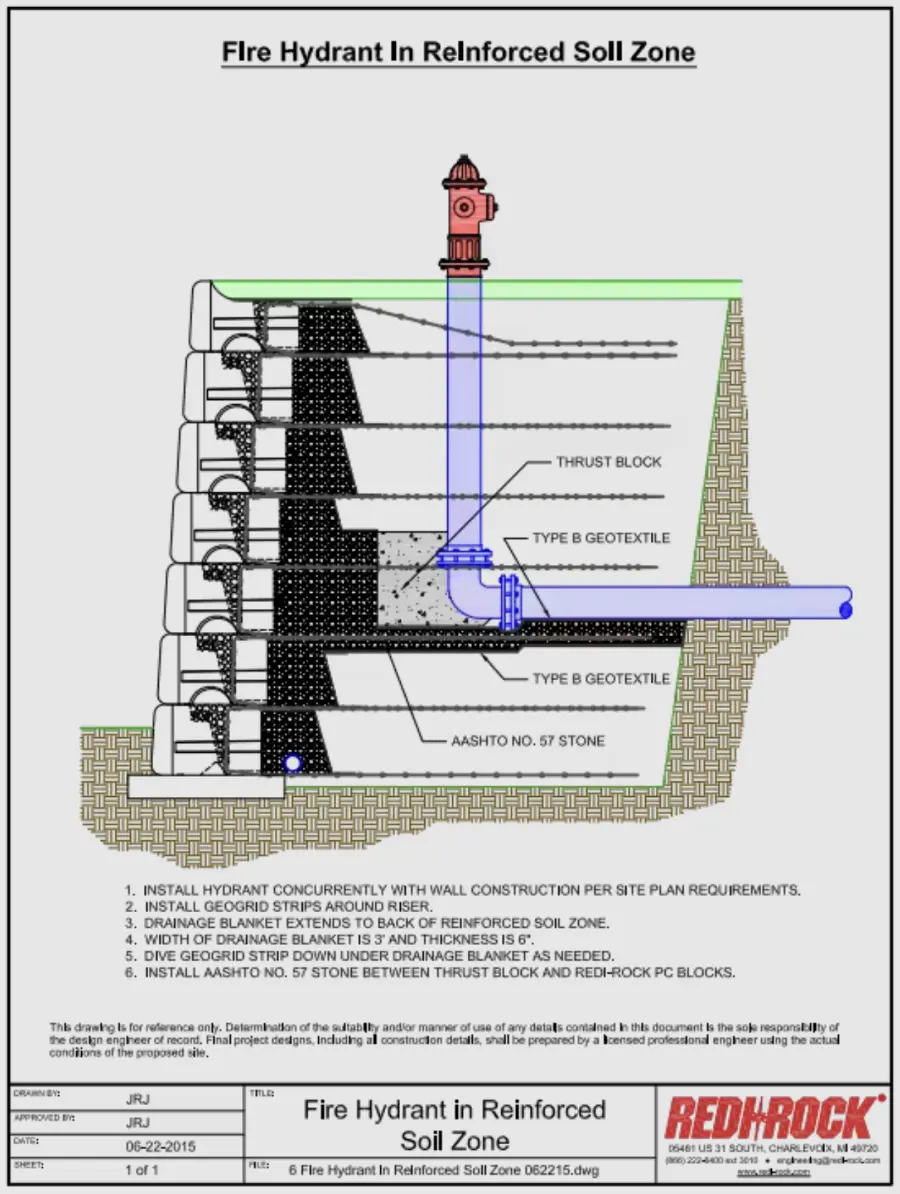 Redi-Rock BC Resources, fire hydrant in soil zone