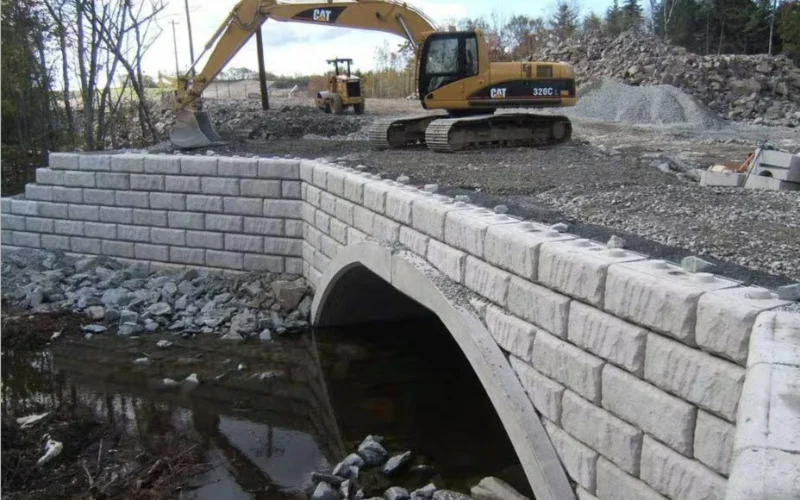 Redi-Rock Limestone texture blocks were used in this bridge-crossing project